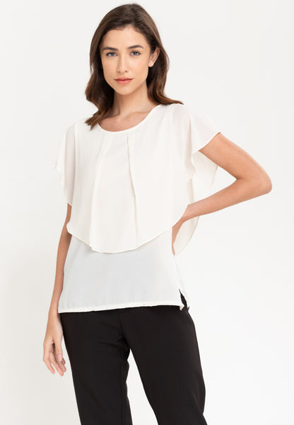 Krizia Pleated Overlay Blouse Top