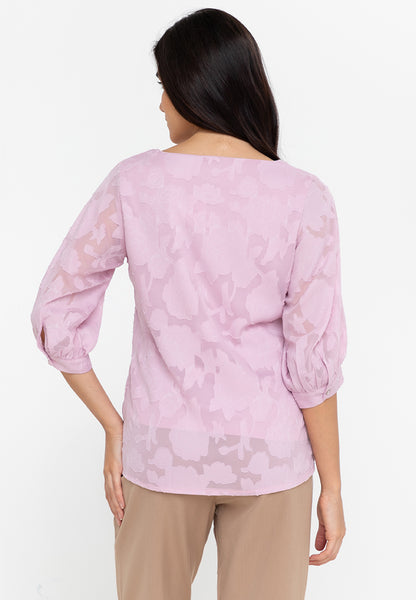 Krizia Special Fabric Puff Sleeve Blouse with Detachable Neck Accessory