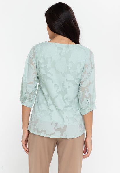 Krizia Special Fabric Puff Sleeve Blouse with Detachable Neck Accessory