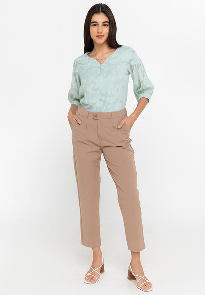 Krizia Special Fabric Puff Sleeve Blouse with Detachable Neck Accessory