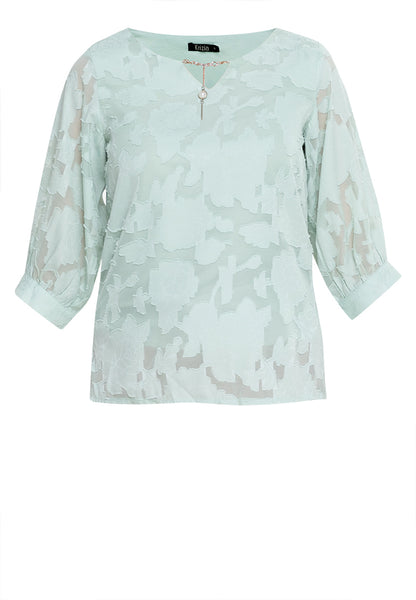 Krizia Special Fabric Puff Sleeve Blouse with Detachable Neck Accessory