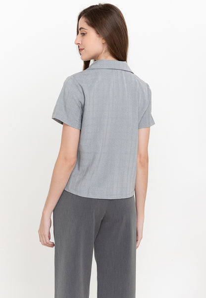 Krizia Cotton Blend Lapel Double Breast Blouse Top