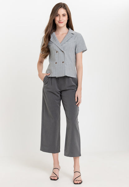 Krizia Cotton Blend Lapel Double Breast Blouse Top