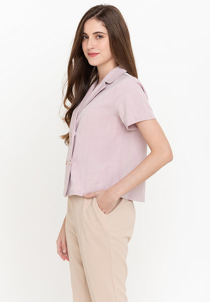 Krizia Cotton Blend Lapel Double Breast Blouse Top