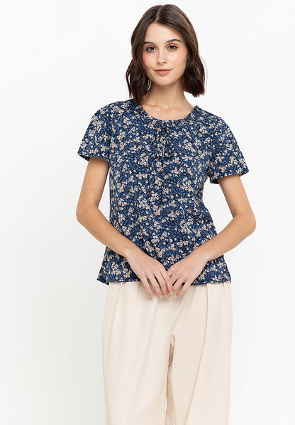 Krizia Floral Print Tie Neck Blouse Top