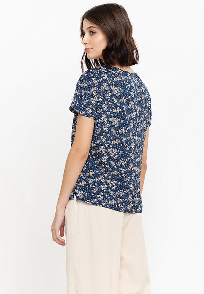Krizia Floral Print Tie Neck Blouse Top