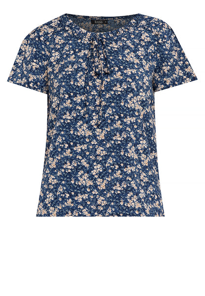 Krizia Floral Print Tie Neck Blouse Top