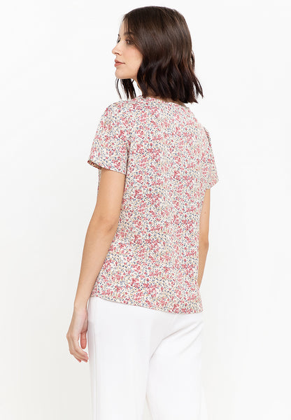 Krizia Floral Print Tie Neck Blouse Top