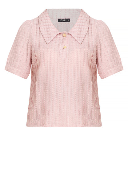 Krizia Textured Cotton Knit Button Blouse Polo With Collar
