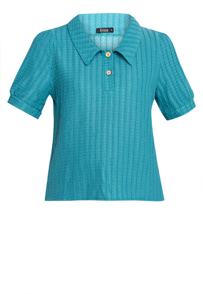 Krizia Textured Cotton Knit Button Blouse Polo With Collar