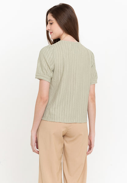 Krizia Textured Cotton Knit Button Down Blouse Top