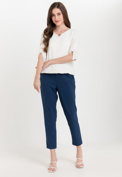 Krizia V-Details Roll Tab 3/4 Long Sleeves Blouse