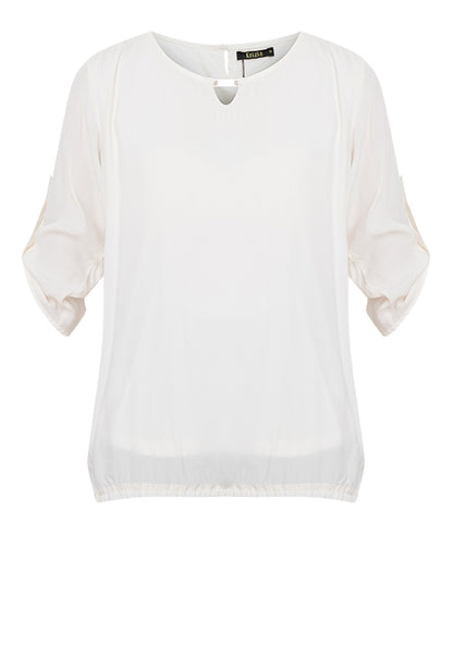 Krizia V-Details Roll Tab 3/4 Long Sleeves Blouse