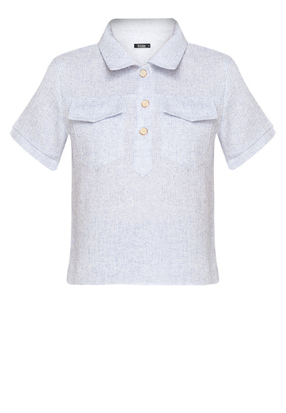 Krizia Collared Tweed Blouse Top