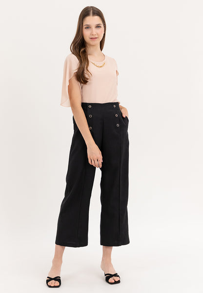 Krizia Overlap Sleeve Flowy Blouse With Necklace