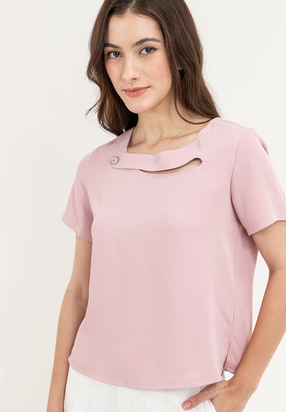 Krizia Wave Neck Detail Blouse Top
