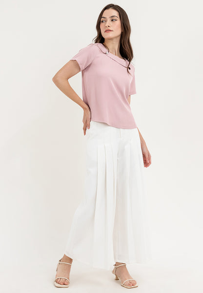 Krizia Wave Neck Detail Blouse Top