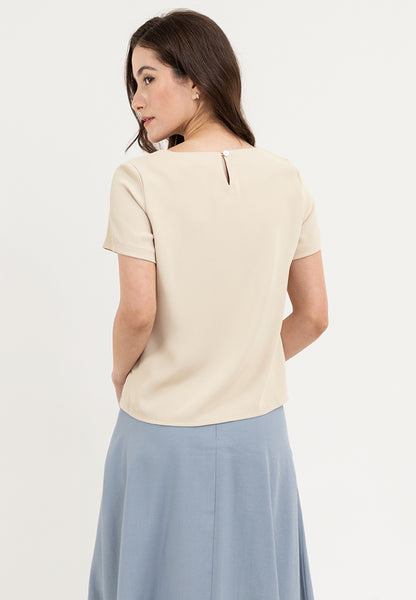 Krizia Wave Neck Detail Blouse Top