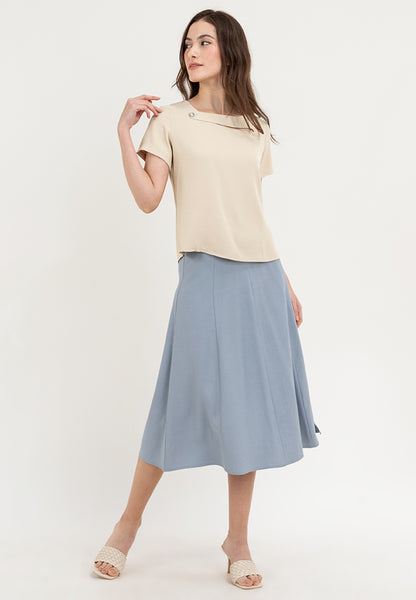 Krizia Wave Neck Detail Blouse Top