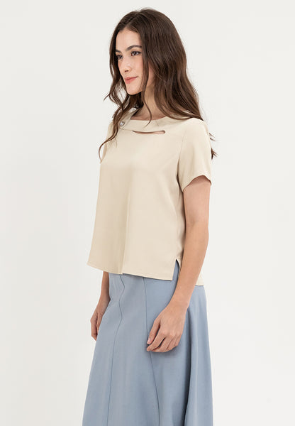 Krizia Wave Neck Detail Blouse Top