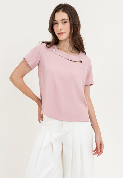 Krizia Wave Neck Detail Blouse Top