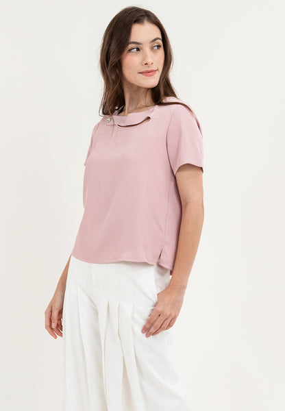 Krizia Wave Neck Detail Blouse Top