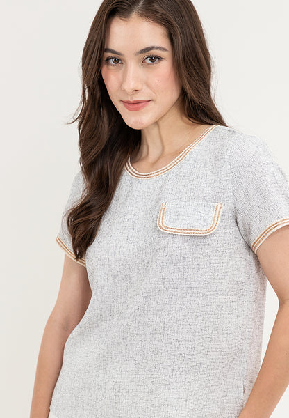 Krizia Tweed Blouse Top with Timmings