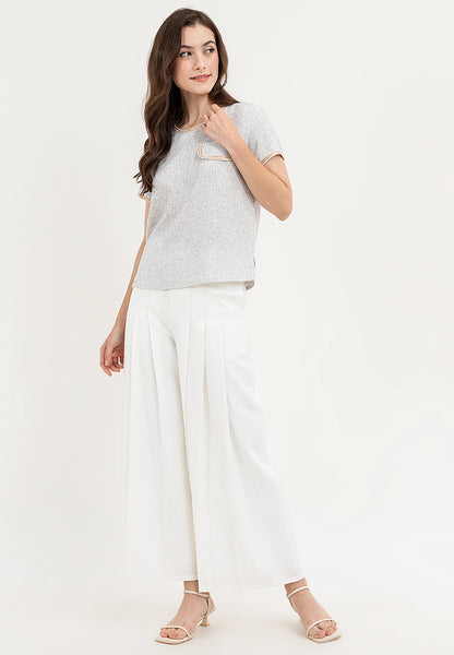 Krizia Tweed Blouse Top with Timmings