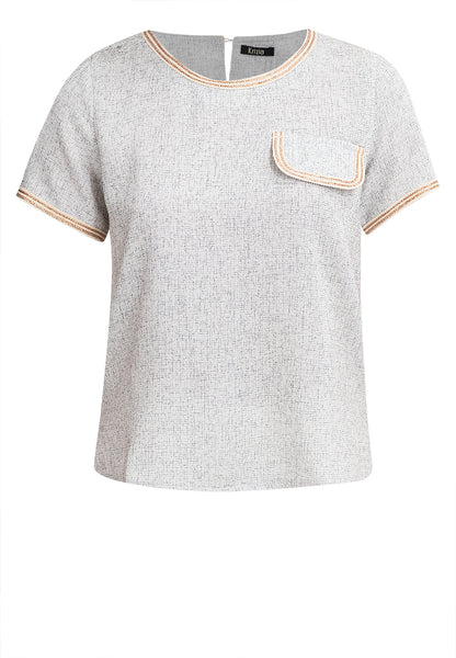 Krizia Tweed Blouse Top with Timmings