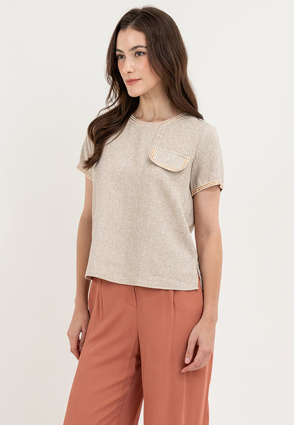 Krizia Tweed Blouse Top with Timmings