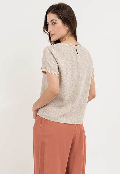 Krizia Tweed Blouse Top with Timmings