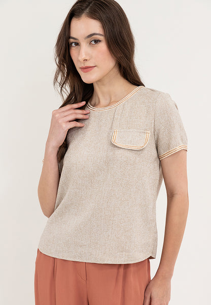 Krizia Tweed Blouse Top with Timmings