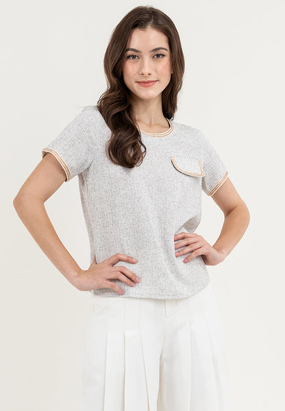 Krizia Tweed Blouse Top with Timmings