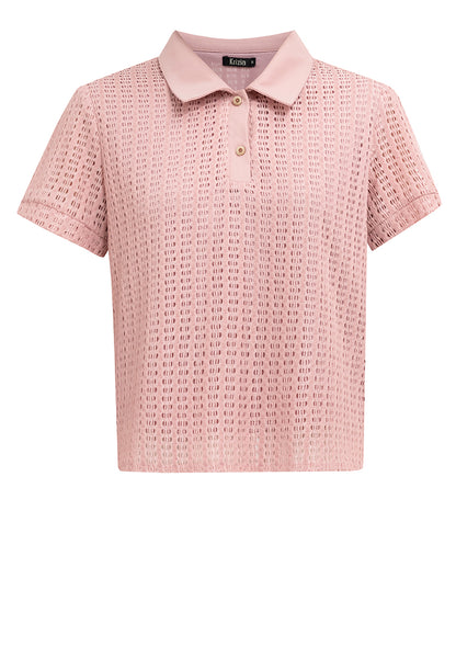 Krizia Buttoned Collared Textured Knitted Blouse