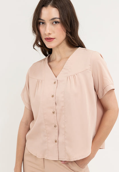 Krizia Button Down V-Neck Blouse Top