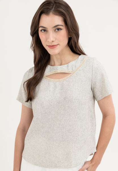 Krizia Front Keyhole Line Blouse Top