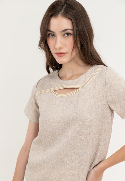 Krizia Front Keyhole Line Blouse Top