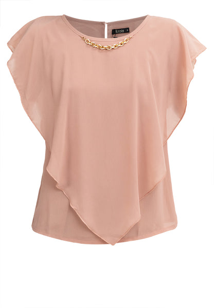 Krizia Flowy Overlay Blouse With Necklace Korean Top