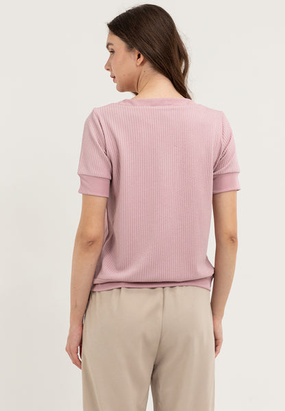 Krizia Textured Fabric V-neck Decorative Tie Detail Blouse Top