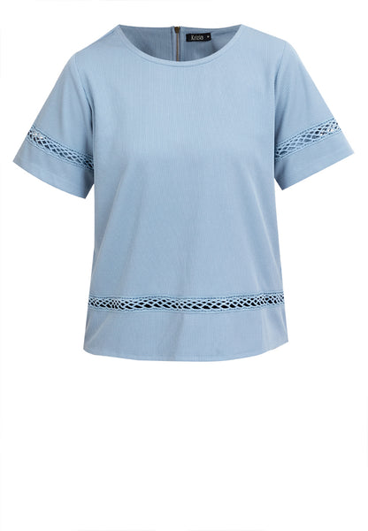 Krizia Lace Trimmed Round Neck Blouse Top