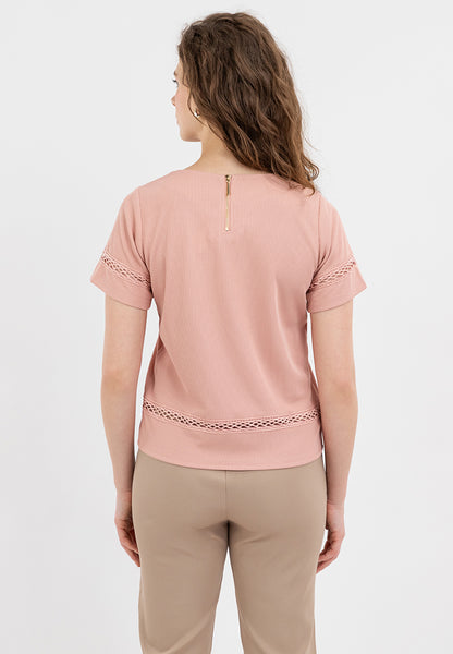 Krizia Lace Trimmed Round Neck Blouse Top