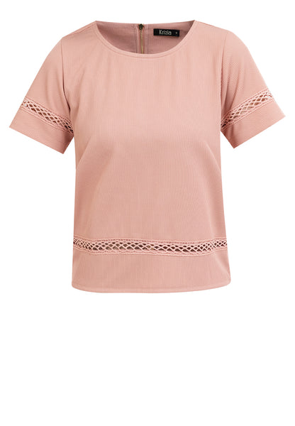 Krizia Lace Trimmed Round Neck Blouse Top