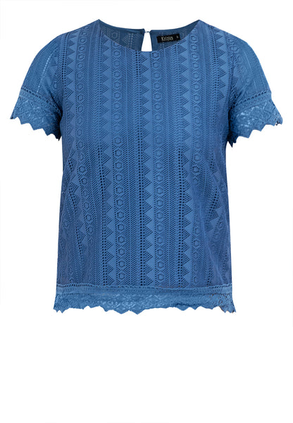 Krizia Lace Blouse with Sleeve and Hem Trimmings