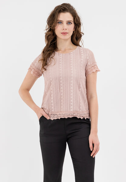 Krizia Lace Blouse with Sleeve and Hem Trimmings