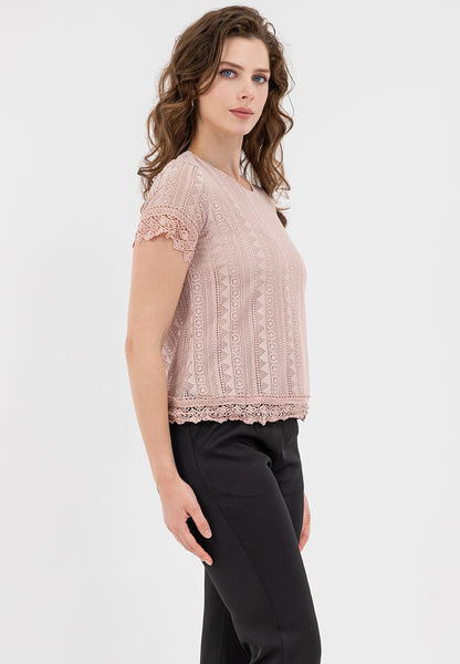 Krizia Lace Blouse with Sleeve and Hem Trimmings
