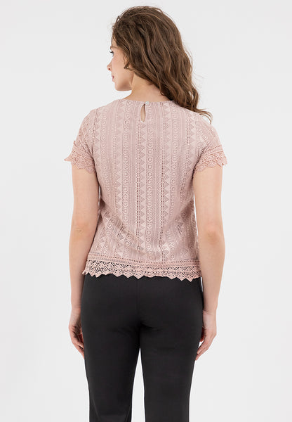 Krizia Lace Blouse with Sleeve and Hem Trimmings