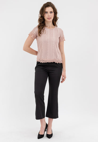 Krizia Lace Blouse with Sleeve and Hem Trimmings