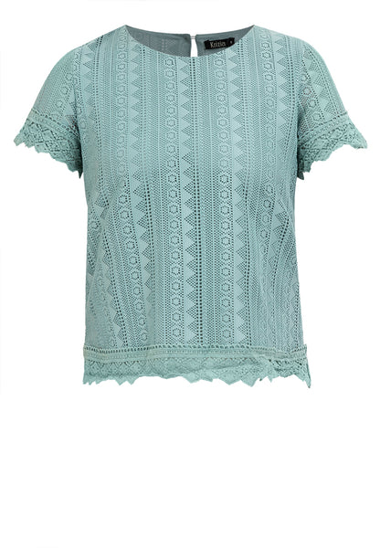 Krizia Lace Blouse with Sleeve and Hem Trimmings