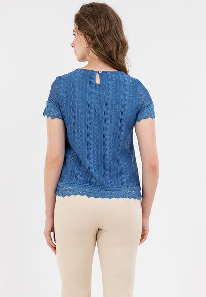Krizia Lace Blouse with Sleeve and Hem Trimmings