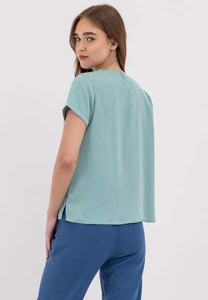 Button Down Decorative Trim Petter Pan Collared Top Blouse